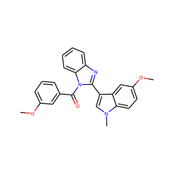 COc1cccc(C(=O)n2c(-c3cn(C)c4ccc(OC)cc34)nc3ccccc32)c1 ZINC000473105329