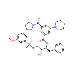 COc1cccc(C(C)(C)NC[C@@H](O)[C@H](Cc2ccccc2)NC(=O)c2cc(C(=O)N3CCCC3)cc(N3CCCCC3)c2)c1 ZINC000169342045