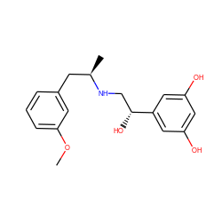 COc1cccc(C[C@@H](C)NC[C@@H](O)c2cc(O)cc(O)c2)c1 ZINC001772639554