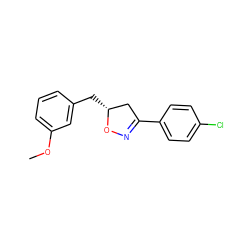 COc1cccc(C[C@@H]2CC(c3ccc(Cl)cc3)=NO2)c1 ZINC000095581606