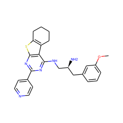 COc1cccc(C[C@H](N)CNc2nc(-c3ccncc3)nc3sc4c(c23)CCCC4)c1 ZINC000223674028