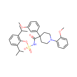 COc1cccc(C2(C(=O)NS(=O)(=O)Oc3c(C(C)C)cccc3C(C)C)CCN(c3ccccc3OC)CC2)c1 ZINC000049780965