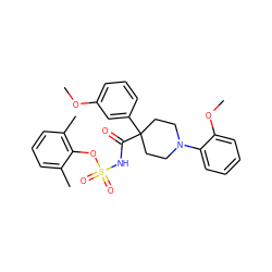 COc1cccc(C2(C(=O)NS(=O)(=O)Oc3c(C)cccc3C)CCN(c3ccccc3OC)CC2)c1 ZINC000049069530