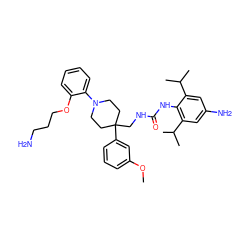 COc1cccc(C2(CNC(=O)Nc3c(C(C)C)cc(N)cc3C(C)C)CCN(c3ccccc3OCCCN)CC2)c1 ZINC000049709749