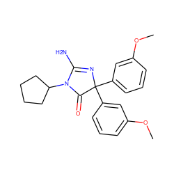 COc1cccc(C2(c3cccc(OC)c3)N=C(N)N(C3CCCC3)C2=O)c1 ZINC000218573278