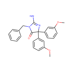 COc1cccc(C2(c3cccc(OC)c3)N=C(N)N(Cc3ccccc3)C2=O)c1 ZINC000218843609