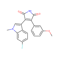 COc1cccc(C2=C(c3cn(C)c4cc(F)ccc34)C(=O)NC2=O)c1 ZINC000049047000