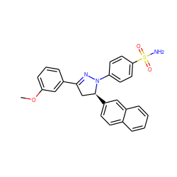 COc1cccc(C2=NN(c3ccc(S(N)(=O)=O)cc3)[C@@H](c3ccc4ccccc4c3)C2)c1 ZINC000473121613