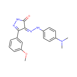 COc1cccc(C2=NNC(=O)/C2=N\Nc2ccc(N(C)C)cc2)c1 ZINC000049034001