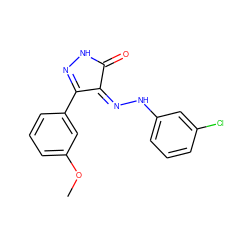 COc1cccc(C2=NNC(=O)/C2=N\Nc2cccc(Cl)c2)c1 ZINC000049089749