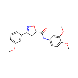 COc1cccc(C2=NO[C@H](C(=O)Nc3ccc(OC)c(OC)c3)C2)c1 ZINC000004434913