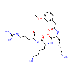 COc1cccc(CC(=O)N[C@@H](CCCCN)C(=O)N[C@@H](CCCCN)C(=O)N[C@H](C=O)CCCNC(=N)N)c1 ZINC000049881713