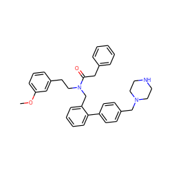 COc1cccc(CCN(Cc2ccccc2-c2ccc(CN3CCNCC3)cc2)C(=O)Cc2ccccc2)c1 ZINC000040403119