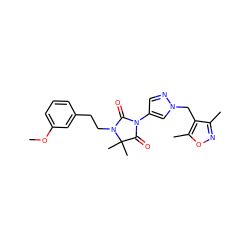 COc1cccc(CCN2C(=O)N(c3cnn(Cc4c(C)noc4C)c3)C(=O)C2(C)C)c1 ZINC000116675845