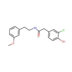 COc1cccc(CCNC(=O)Cc2ccc(O)c(Cl)c2)c1 ZINC000045338884