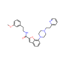 COc1cccc(CCNC(=O)c2cc3cccc(N4CCN(CCc5ccccn5)CC4)c3o2)c1 ZINC000114867826