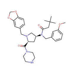 COc1cccc(CN(C(=O)CC(C)(C)C)[C@H]2C[C@@H](C(=O)N3CCNCC3)N(Cc3ccc4c(c3)OCO4)C2)c1 ZINC000042855864