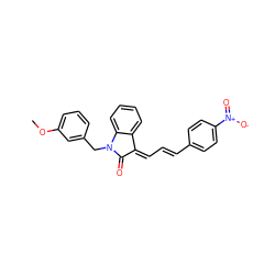 COc1cccc(CN2C(=O)/C(=C/C=C/c3ccc([N+](=O)[O-])cc3)c3ccccc32)c1 ZINC000474609016