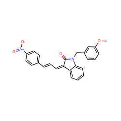 COc1cccc(CN2C(=O)/C(=C\C=C\c3ccc([N+](=O)[O-])cc3)c3ccccc32)c1 ZINC000474609015