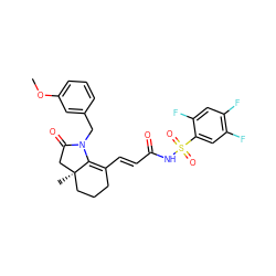 COc1cccc(CN2C(=O)C[C@]3(C)CCCC(/C=C/C(=O)NS(=O)(=O)c4cc(F)c(F)cc4F)=C23)c1 ZINC000044431570