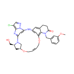 COc1cccc(CN2C(=O)CCc3cc4cc(c32)OC/C=C/CO[C@H]2C[C@@H](CO)N(C2)c2cc(n3ncc(Cl)c3n2)N4)c1 ZINC001772644423