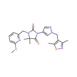 COc1cccc(CN2C(=O)N(c3cnn(Cc4c(C)noc4C)c3)C(=O)C2(C)C)n1 ZINC000116676598