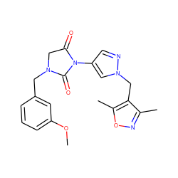 COc1cccc(CN2CC(=O)N(c3cnn(Cc4c(C)noc4C)c3)C2=O)c1 ZINC000115732235