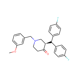 COc1cccc(CN2CCC(=O)[C@H](C(c3ccc(F)cc3)c3ccc(F)cc3)C2)c1 ZINC000072106714