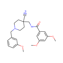 COc1cccc(CN2CCC(C#N)(CNC(=O)c3cc(OC)cc(OC)c3)CC2)c1 ZINC000072141250