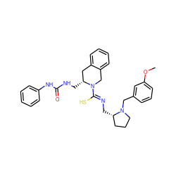 COc1cccc(CN2CCC[C@@H]2C/N=C(\S)N2Cc3ccccc3C[C@H]2CNC(=O)Nc2ccccc2)c1 ZINC000029336786