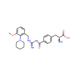 COc1cccc(CNC(=N)NC(=O)c2ccc(C[C@H](N)C(=O)O)cc2)c1N1CCCCC1 ZINC000653849097