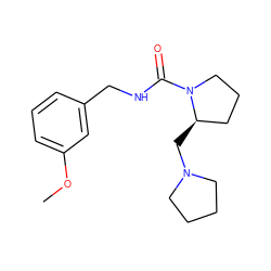 COc1cccc(CNC(=O)N2CCC[C@H]2CN2CCCC2)c1 ZINC000036188115