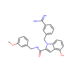 COc1cccc(CNC(=O)c2cc3c(O)cccc3n2Cc2cccc(C(=N)N)c2)c1 ZINC000003815849