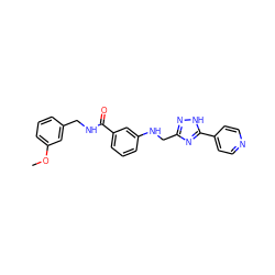 COc1cccc(CNC(=O)c2cccc(NCc3n[nH]c(-c4ccncc4)n3)c2)c1 ZINC000035827003