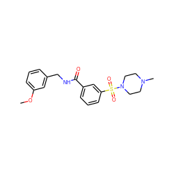 COc1cccc(CNC(=O)c2cccc(S(=O)(=O)N3CCN(C)CC3)c2)c1 ZINC000013001141