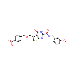 COc1cccc(CNC(=O)c2nc3scc(COCc4ccc(C(=O)O)cc4)c3c(=O)[nH]2)c1 ZINC000013985427