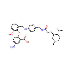COc1cccc(CNc2ccc(CNC(=O)CO[C@@H]3C[C@H](C)CC[C@H]3C(C)C)cc2)c1Oc1ccc(N)cc1C(=O)O ZINC000027081690