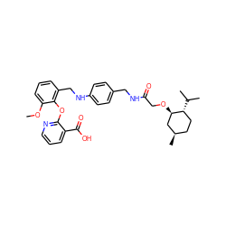 COc1cccc(CNc2ccc(CNC(=O)CO[C@@H]3C[C@H](C)CC[C@H]3C(C)C)cc2)c1Oc1ncccc1C(=O)O ZINC000026994866