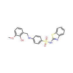 COc1cccc(CNc2ccc(S(=O)(=O)Nc3nc4ccccc4s3)cc2)c1O ZINC000103266485