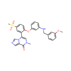 COc1cccc(CNc2cccc(Oc3ccc(S(C)(=O)=O)cc3-c3cn(C)c(=O)c4cncn34)c2)c1 ZINC001772605483