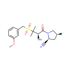 COc1cccc(CS(=O)(=O)C(C)(C)[C@H](N)C(=O)N2C[C@@H](F)C[C@H]2C#N)c1 ZINC000028565644