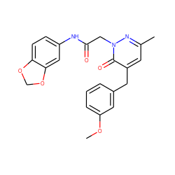 COc1cccc(Cc2cc(C)nn(CC(=O)Nc3ccc4c(c3)OCO4)c2=O)c1 ZINC000043059440