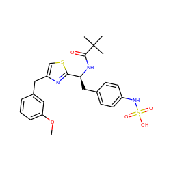 COc1cccc(Cc2csc([C@H](Cc3ccc(NS(=O)(=O)O)cc3)NC(=O)C(C)(C)C)n2)c1 ZINC000113897436