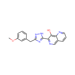 COc1cccc(Cc2n[nH]c(-c3ncc4cccnc4c3O)n2)c1 ZINC000038342732