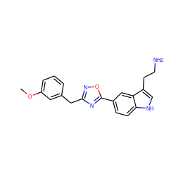 COc1cccc(Cc2noc(-c3ccc4[nH]cc(CCN)c4c3)n2)c1 ZINC000013827465