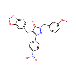 COc1cccc(Cn2[nH]c(-c3ccc([N+](=O)[O-])cc3)c(Cc3ccc4c(c3)OCO4)c2=O)c1 ZINC000028764216