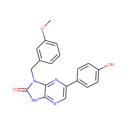 COc1cccc(Cn2c(=O)[nH]c3ncc(-c4ccc(O)cc4)nc32)c1 ZINC000073197706