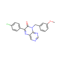 COc1cccc(Cn2c(=O)c(-c3ccc(Cl)cc3)nc3cncnc32)c1 ZINC000004238823