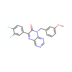 COc1cccc(Cn2c(=O)c(-c3ccc(F)c(F)c3)nc3cncnc32)c1 ZINC000004238323