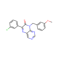 COc1cccc(Cn2c(=O)c(-c3cccc(Cl)c3)nc3cncnc32)c1 ZINC000004238337